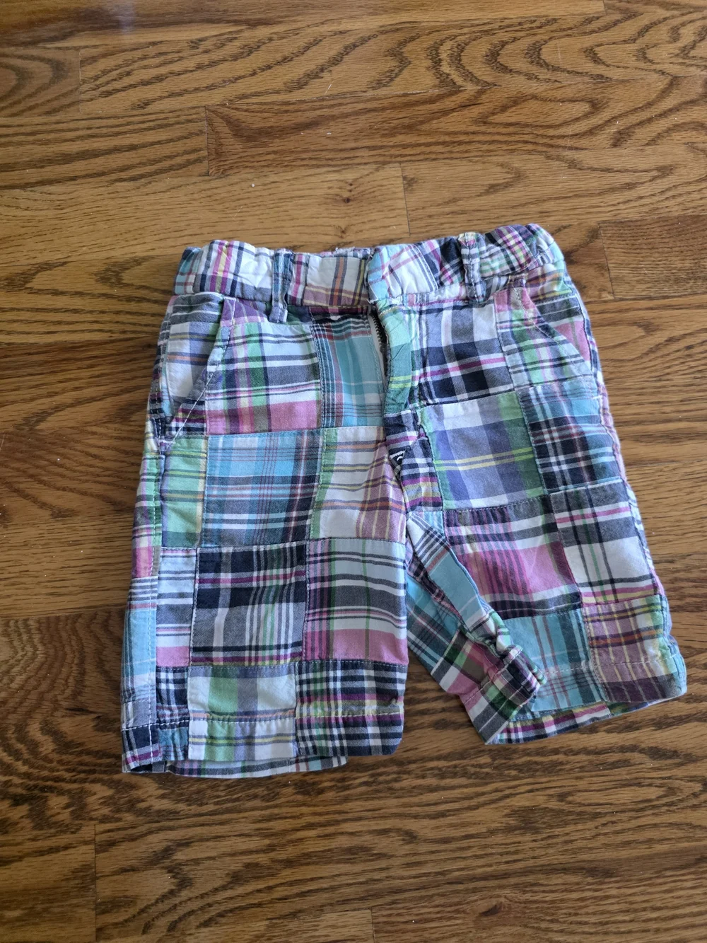 GAP Plaid Patchwork Shorts in Blue, Pink, Green, White